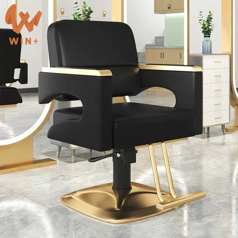 Profesyonel altın siyah berber dükkanı satılık kuaför mobilyası sandalye berber sandalyeleri