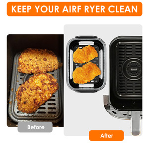 <span class=keywords><strong>Plat</strong></span> de cuisson en verre pour friteuse à air avec poignées en silicone, revêtement en verre résistant à la chaleur pour rôtir, accessoires de cuisson - Product Image 2