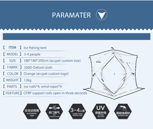 Tende Esterne Esagonali Automatiche Pop-Up a Cubo Tenda Termica 1.8*2 per Pesca alla Carpa su Ghiaccio e Campeggio Invernale - Product Image 2