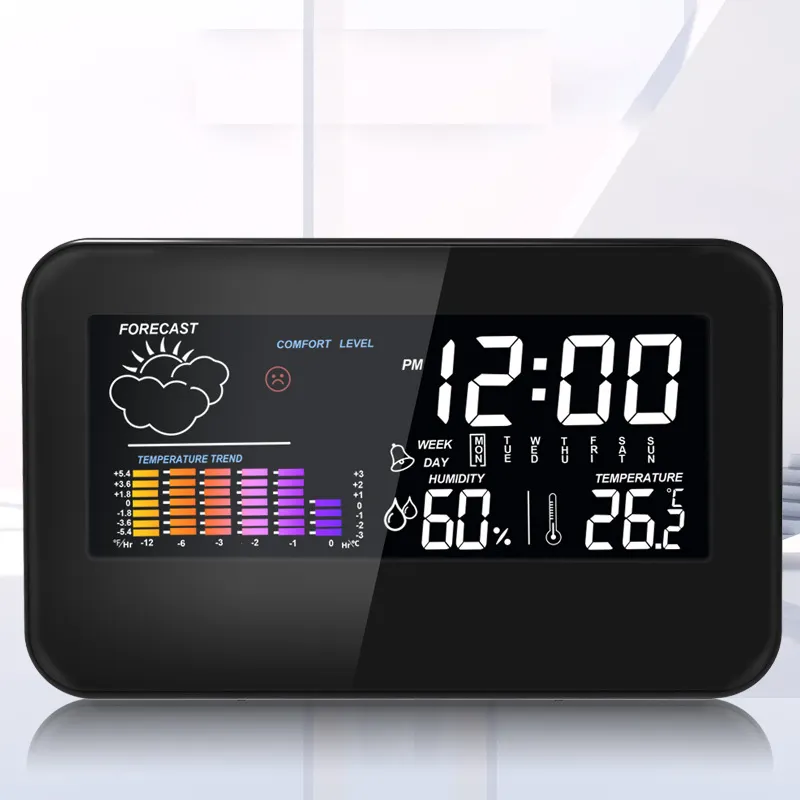 w3130 Voice Control household thermohygrometer LCD Screen Digital Thermometer Humidity Snooze Clock weather station Clock