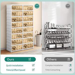 Factory Price Wholesale Stacking Foldable Shoe Storage <b>Box</b> <b>Clear</b> Plastic <b>Display</b> Folding Sneaker Storage <b>Box</b> - Product Image 5