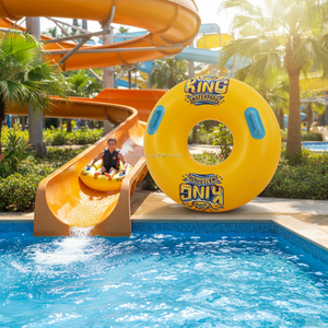 Bouée gonflable jaune avec poignées pour adolescents, flotteur de <span class=keywords><strong>piscine</strong></span> et utilisation dans les parcs aquatiques - Product Image 2