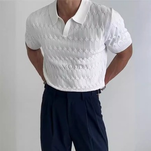 Nouveau Polo en Maille à Manches Courtes pour <span class=keywords><strong>Homme</strong></span> Été 2026 – Coupe Slim, Couleur Unie, Col Revers, T-shirt Tricoté Décontracté à Demi-Manches - Product Image 2