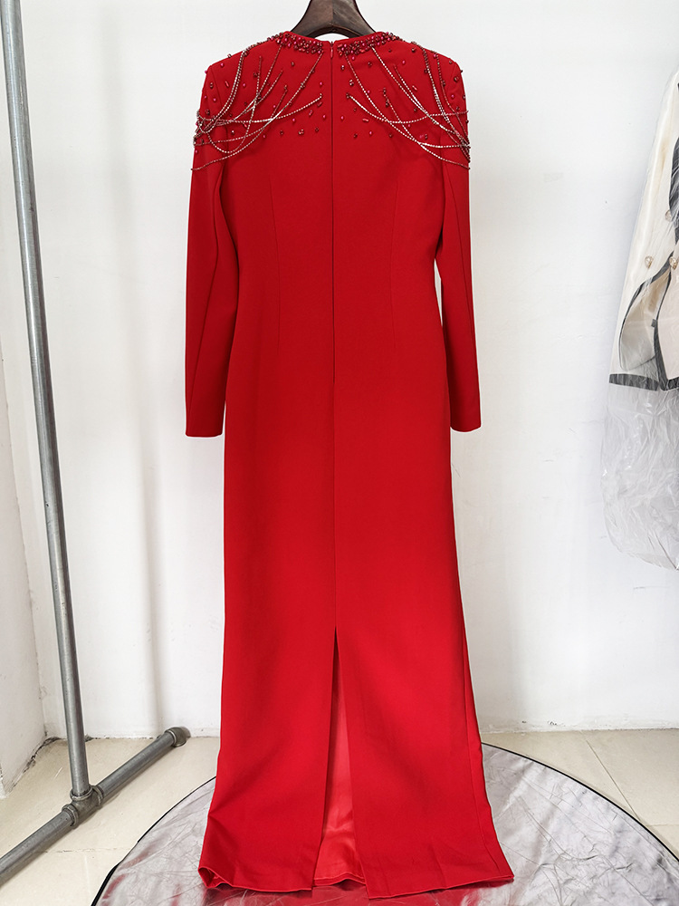 red fitted party dress LaDivine OC021 Long Formal Prom Fitted Evening Dress main image 0