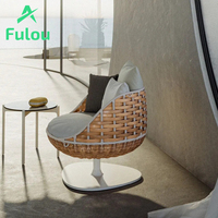 Ensemble de mobilier de jardin en rotin/osier coloré haut de gamme, contemporain, pour intérieur/extérieur, avec chaise longue de salle à manger, idéal pour villa, parc, cour et bar à domicile