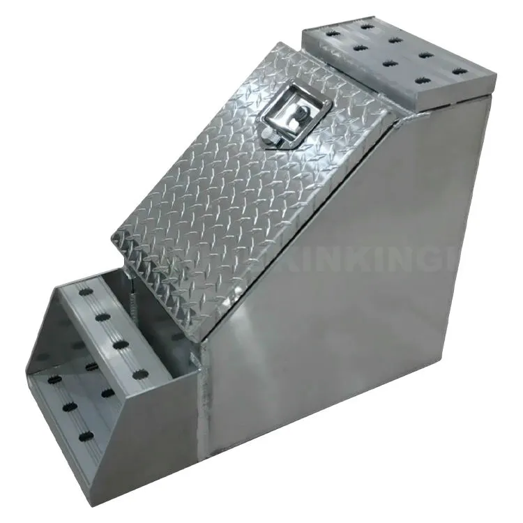 Heavy Duty Step Box Diamond Tread Aluminio 24x28x12 Pulgadas Caja de herramientas para camión