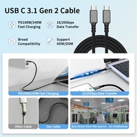 Câbles de charge rapide USB-C 3.2 tressés en nylon OEM en gros, 100W, 2M/1M, pour téléphones et tablettes Android
