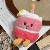 Porte-clés promotionnel en coton PP ultra doux, en forme de gâteau, porte-clés mignon en peluche en forme de gâteau d'anniversaire, cadeau pour couple
