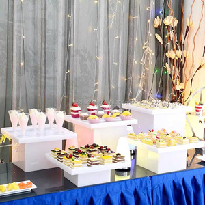 Bàn Tiệc Phục Vụ Bàn Tiệc Buffet Độ Cao Tráng Miệng Cupcake Gương Trắng Cube Clear Acrylic <span class=keywords><strong>3</strong></span> Bước Hiển Thị Đứng/Buffet <span class=keywords><strong>Riser</strong></span> - Product Image 1