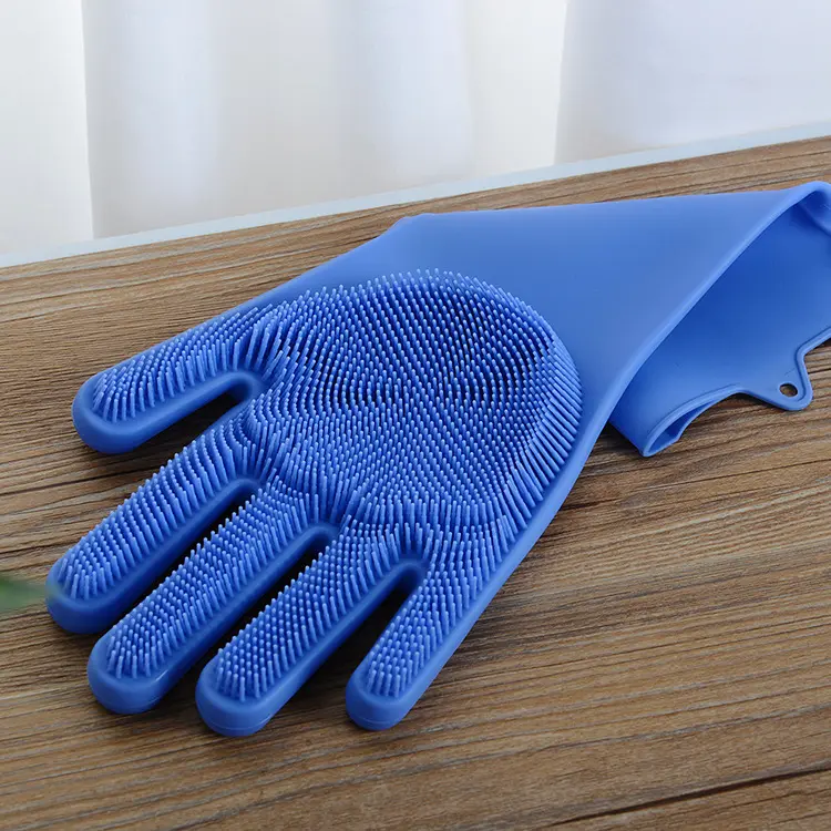 Силиконовые перчатки для мытья посуды, бытовые перчатки, Нескользящие теплоизоляционные износостойкие кухонные перчатки
