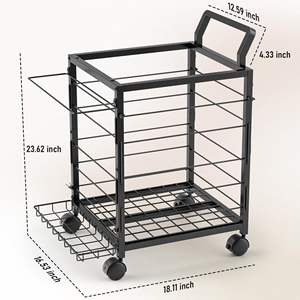 스포츠 장비 주최자 롤링 볼 보관 카트 농구 축구 차고를위한 사이드 브래킷이있는 차고 장난감 - Product Image 2