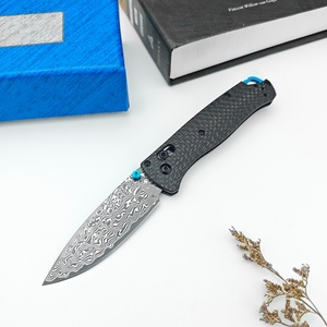 มีดพับ Bugout 535 EDC สำหรับตั้งแคมป์ ด้ามจับคาร์บอนไฟเบอร์สีดำ ใบมีดเหล็กดามัสกัส สำหรับการช่วยเหลือ - Product Image 2