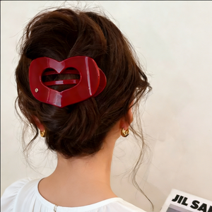 مشبك شعر جديد على شكل قلب مجوف من الأسيتات، مشبك شعر معدني كبير الحجم بشعار راقي، مشبك شعر بأسلوب حلو من حمض الخليك، مشبك على شكل منقار البط قابل للتخصيص - Product Image 2