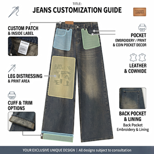 <span class=keywords><strong>Jeans</strong></span> Unisex a Gamba Larga, Lavaggio Vintage, Vestibilità Comoda, Vita Alta Elasticizzata, <span class=keywords><strong>Pantaloni</strong></span> in Denim, Produzione all'Ingrosso OEM ODM - Product Image 3