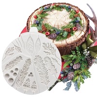 Moule en Silicone pour Fondant, nouvel anneau de feuilles de pin de noël 2022, moule époxy pour gâteau décoratif, outil de cuisson, moule à chocolat