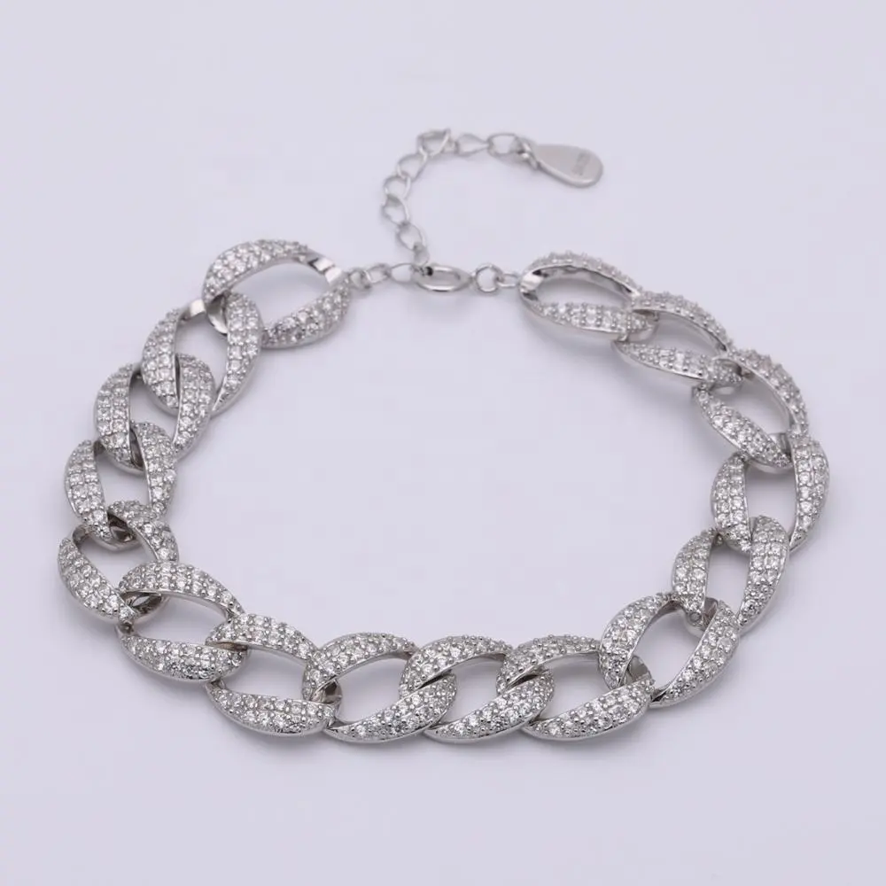DiFeiYa latest design wholesale 925 silver cuban link bracelet chain with good price