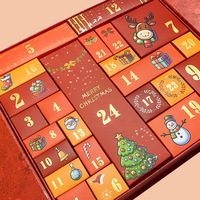 Boîte Calendrier de l'Avent Pliable Rouge 24 Jours Compte à Rebours Boîte Mystère Emballage Rigide en Carton Vente en Gros Fabricant