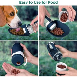 Comedero Portátil 3 en 1 para Mascotas con Impresión Serigráfica, Recipiente para Agua de 350 ml y Recipiente para Comida de 125 g, Botella de Plástico Apta para Exteriores - Product Image 3