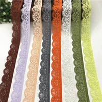 35 Couleurs 2,5 cm Dentelle élastique en nylon tricotée chaîne à motif uni, garniture ajourée simple face, style Europe-Amérique
