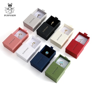 PUPPYSEW Ring Box Jewelry <b>Drawer</b> Boxes High Quantity Texture Paper V-groove Sliding Cardboard Package Box With Custom logo - Product Image 3