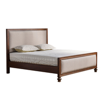 Lit double moderne en bois massif de style américain avec cadre en bois et designs rembourrés pour chambre à coucher