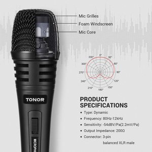 2023 Cheap TONOR K1 Microfono Microfono registrazione <span class=keywords><strong>Video</strong></span> XLR palmare <span class=keywords><strong>Karaoke</strong></span> Microfono Tonor dinamico - Product Image 3