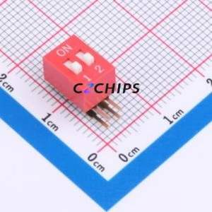 DT-02HT DIP Switch Through hole Component (THT),P=2.54mm Switch Flat Toggle, Raised Type Single Pole Single Throw 2 2.54mm - Product Image 1