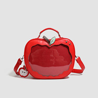 Sac bandoulière personnalisé en cuir PU pastel style Kawaii Ita Bag pour filles, avec fenêtre transparente pour affichage de badges, sac à main Lolita tendance