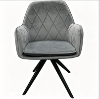 Fauteuil pivotant à 360 degrés, siège rembourré en mousse haute densité, dossier haut incurvé, fauteuil lounge en chenille sur base en métal noir pour usage domestique
