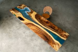 ไม้โต๊ะกาแฟหรูหราอีพ็อกซี่เรซิ่นที่กําหนดเองที่ทันสมัยตารางห้องนั่งเล่นตกแต่งตารางกลาง - Product Image 2