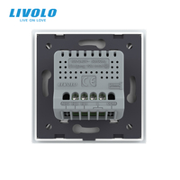 LIVOLO Interruptor de Pared Inteligente de 2 Ganglios y 1 Vía, 10A, con Marco de Cristal y Módulo de PC, Control Remoto de Luz con Cable Vivo Único para Hogar Inteligente