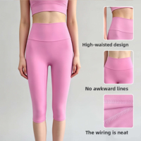 Leggings Capri de Yoga pour Femme en Nylon 66 Spandex Premium, Taille Haute, Effet Ventre Plat, Longueur Mollet