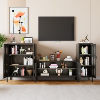 Meuble TV moderne en acier durable, console de divertissement avec rangements, meuble de salon, support TV facile à assembler