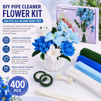 400 Adet Boru Temizleyici Çiçekler DIY El Sanatları Seti 4 Renk Karışık Büyük Paket Çiçek Teli Bahçe Bandı Stamens Toptan