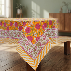 Khushboo Cotton 3mm Thick Natural Style Floral Print Home Decoration Wedding Garden Party Table Runner Placemat - Product Image 2