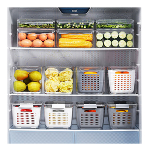Drain Clear Plastic Drawer Containers Storage Stackable Fridge Organizer With Lids