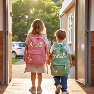 Mochila de Pana Personalizada para Niños, con Nombre Tejido en Cuerda de Algodón, Bolsillo Interior y Forro de Poliéster, para la Escuela - Product Image 3