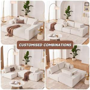 Sofá modular de pana en forma de L, sofá cama esquinero comprimido, sofá cama empacado al vacío, sofá sin estructura para sala de estar - Product Image 5