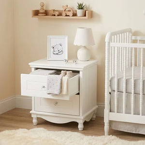 Premium Finish White Kids <b>Bedside</b> Table Wooden Nightstand 2 Drawer <b>Storage</b> Cabinet for Nursery Decor Hot Sale - Product Image 1