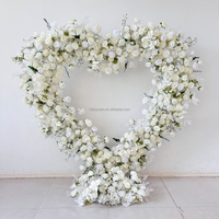 Arco de Corazón Blanco y Rojo de Diseño de Lujo JHF05 para Decoración de Bodas, Arco de Fondo para Propuesta de Matrimonio al Aire Libre con Soporte