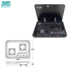 Cuisinière à gaz RV 2 brûleurs encastrable avec couvercle en verre trempé, cuisinière à gaz GPL propane nano-revêtement pour <span class=keywords><strong>camping</strong></span>-<span class=keywords><strong>car</strong></span> et cuisine de motorhome JDA - Product Image 2