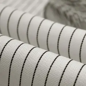 Customizable Comfortable And Smooth For Suit Or Dresses Yarn Dyed Linen Cotton Blended Stripe Fabric