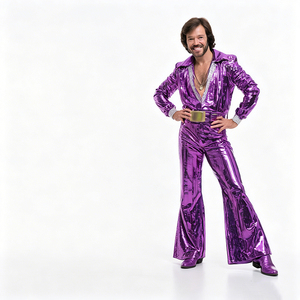 Ensemble de combinaisons à paillettes assorties pour la famille, style disco des années 70, pantalon pattes d'éléphant, costume pour hommes, femmes et enfants, tenue rétro pour fête cosplay - Product Image 5