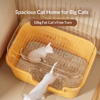 Bac à litière carré extra-large entièrement fermé en PVC pour chat, anti-odeur, désodorisant, anti-éclaboussures