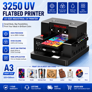 A3 Multifunctional LED UV Flatbed <b>Printer</b> C+W+Varnish Phone Case, Glass,Cylinder Bottle Multi-layer Small Professional UV Printi - Product Image 1