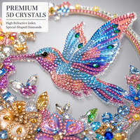 Kit de loisirs créatifs attrape-soleil en diamant DIY, motif colibri et couronne de fleurs, pour décoration de fenêtre et de maison, cadeau artisanal