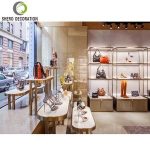 Idées de décoration intérieure pour boutique de sacs de luxe, design de mobilier haut de gamme pour magasin de sacs avec éclairage LED, vitrine de présentation pour magasin de chaussures - Product Image 1