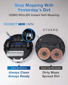 For ECOVACS DEEBOT T80 Robot Vacuum and <b>Mop</b> TruEdge Deep <b>Cleaning</b> 18,000Pa Suction and ZeroTangle 3.0 for Pets and Carpets - Product Image 5