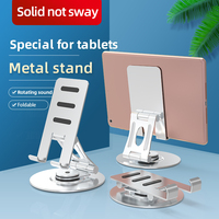 Support de tablette pliable rotatif en alliage d'aluminium portable HYDUODUO avec support de téléphone portable réglable pour iPad de bureau