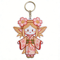 Porte-clés élégant avec logo d'anime, broderie personnalisée double face, porte-clés